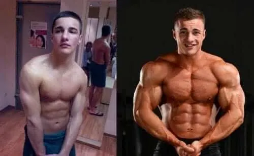 Antes y después de un mes con esteroides